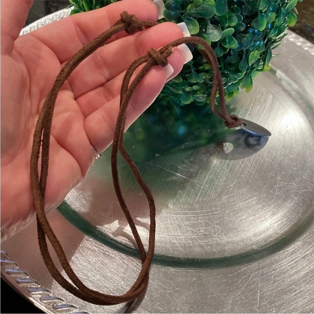 Ocean Wave Pendant Adjustable Length Leather Necklace Brand New